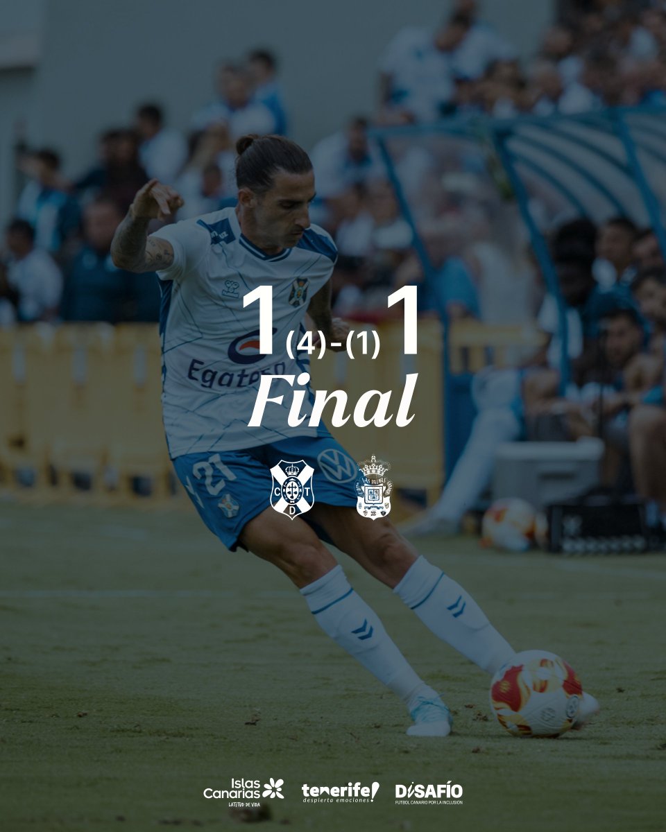 🏆 #CDTenerife takes the #TrofeoTeide LIII Edition home after winning the penalty shoot-out! 

⚪️🔵 1⃣ (4) - 1⃣ (1)🟡🔵 

#TenerifeLasPalmas #CDTPreseason #DiSAFÍO #LaBregaNosUne