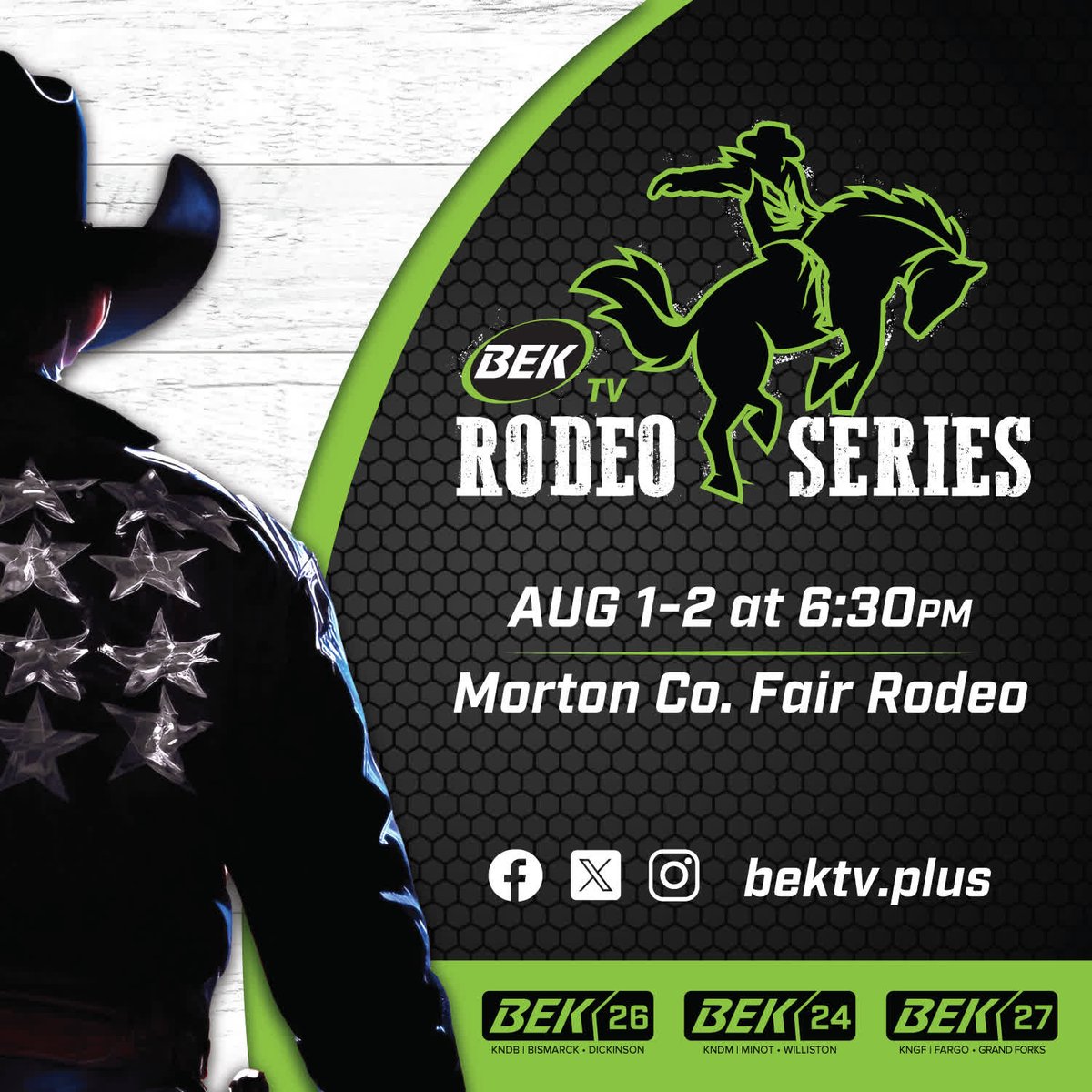 🌟 ROUND TWO TONIGHT! The Morton County Fair Rodeo wraps up with more edge-of-your-seat action!

🐎 Tune in at 6:30 PM CT for wild rides and fearless cowboys.
📺 Watch it LIVE on BEK TV or stream it On-Demand on BEK TV+
🎬 bektv.plus/videos/2025_08…