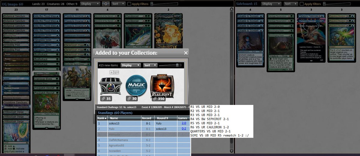 hamudamtg (@hamudao3) on Twitter photo Top 4 Standard Challenge with UG Imago, sadly couldn't beat all the UB players :/, hope this deck is a viable choice for standard.
<a href="/fireshoes/">Robert Taylor🔥</a> Top 4 Standard Challenge with UG Imago, sadly couldn't beat all the UB players :/, hope this deck is a viable choice for standard.
<a href="/fireshoes/">Robert Taylor🔥</a>