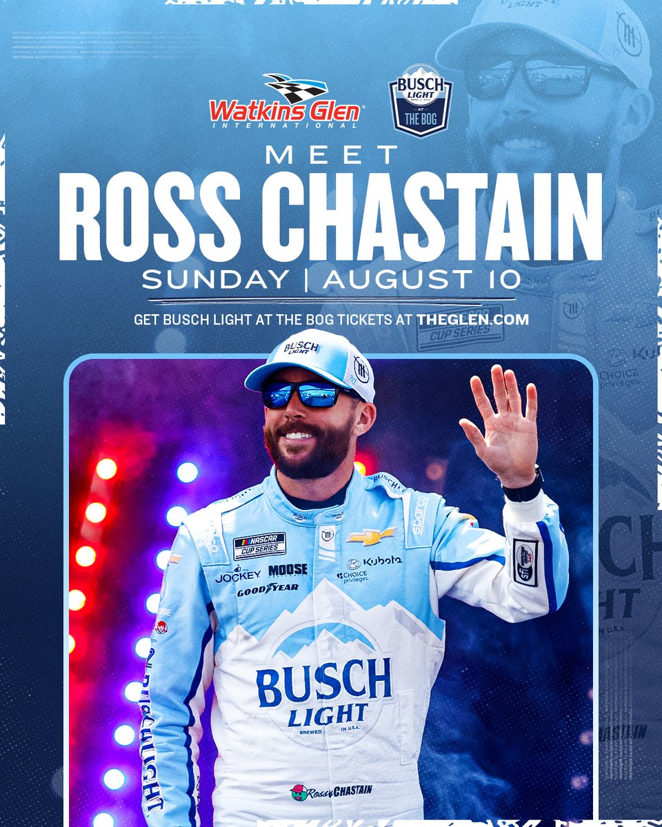 Watkins Glen International (@wgi) on Twitter photo Busch Light at the Bog X <a href="/BuschBeer/">Busch Beer</a> Race Car Driver
MEET <a href="/RossChastain/">Ross Chastain</a> at The Bog on #GoBowlingAtTheGlen race day! Secure your spot at The Bog NOW!
bit.ly/45eTJHl Busch Light at the Bog X <a href="/BuschBeer/">Busch Beer</a> Race Car Driver
MEET <a href="/RossChastain/">Ross Chastain</a> at The Bog on #GoBowlingAtTheGlen race day! Secure your spot at The Bog NOW!
bit.ly/45eTJHl