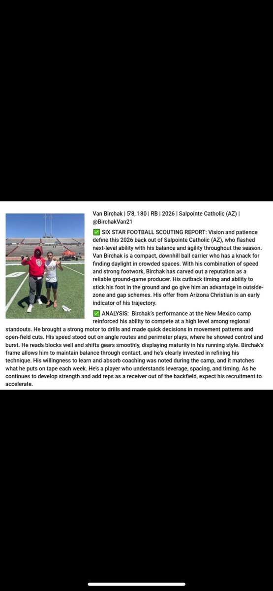 abirchakMMA's tweet photo. Someone needs to sign him He ain gonna be free for long! At least come to Tucson and watch him run the rock. Currently 5’10 190lbs 4.7 40yd @ESPNTucson @BirchakVan21 
@CoachJeddFisch @TexasFootball @UNMLoboFB @DeionSanders @marshallfaulk @RashaadSamples @unlvfootball  @danawhite https://t.co/nU5jLtlwt9