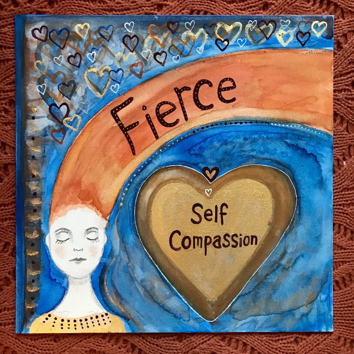 FOR SALE! NEW 12" painted canvas panel, £60 inc UK signed postage xxx #selfcompassion