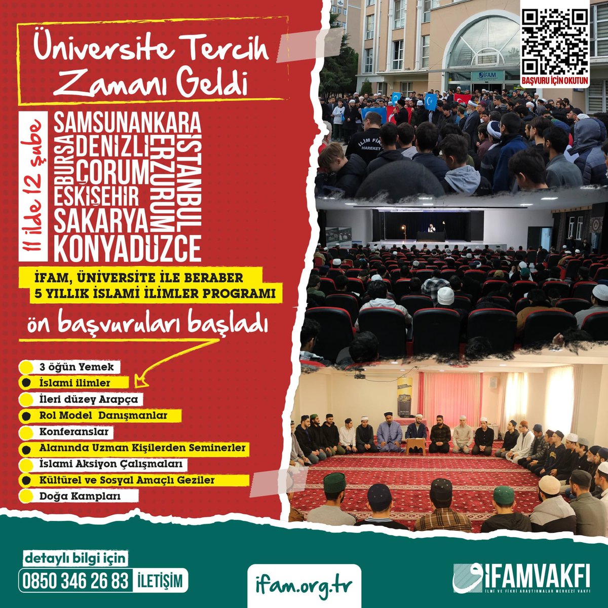 Bu yıl üniversiteyi kazanan kardeşim! Seni İFAM şubelerinin olduğu illerdeki üniversiteyi tercih etmeye ve İFAM’da fakülteyle birlikte 5 yıl İSLAMİ İLİMLER okumaya davet ediyorum. Bu ümmeti kurtaracak KURUCU METİNLERİ fakülteyle birlikte medrese okuyanlar yazacak #fakülteyleİFAM