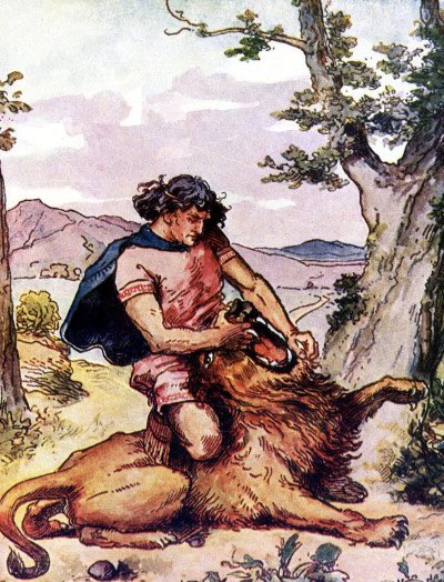 People in the Bible faced the same challenges we face today. Here we see Samson trying to give his cat a pill.