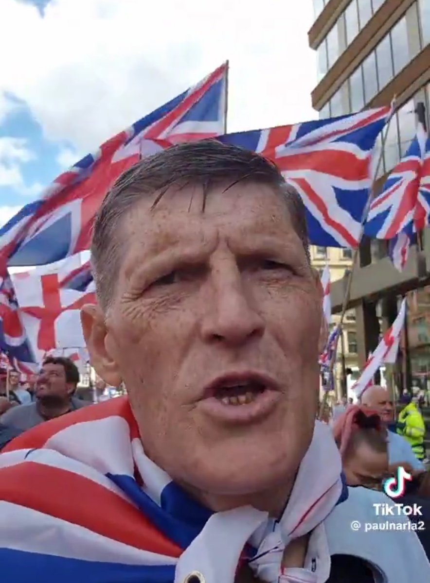 This 'patriot' protesting against immigrants in Manchester is actually Irish far right thug Paul Rock, who got eight years for tying up and robbing a 76 year old woman. But yeah, just concerned parents.