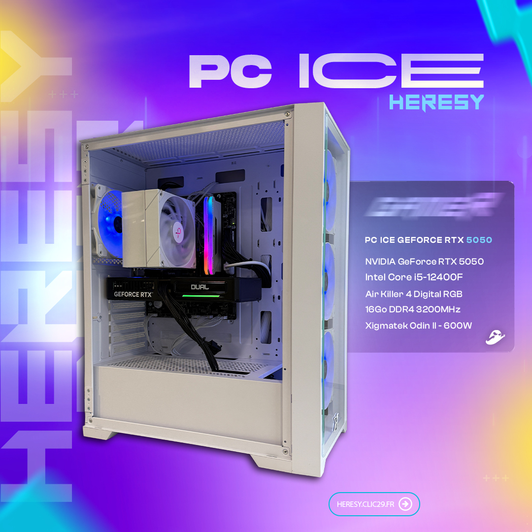 Le PC Ice est la porte d’entrée idéale dans l’univers du gaming. Conçu pour les gamers débutants et les utilisateurs à la recherche du meilleur rapport qualité/prix.

Disponible ici 👇 
heresy.clic29.fr/3-pc-gamer