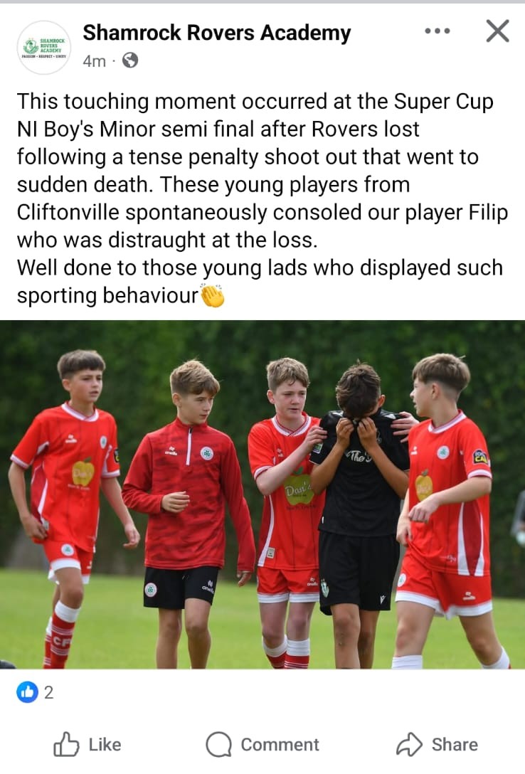 Cliftonville FDC (@cliftonvillefdc) on Twitter photo Thank you, <a href="/ShamrockRovers/">Shamrock Rovers FC</a>. We are truly proud of the culture we've built here at Cliftonville Football Club. Thank you, <a href="/ShamrockRovers/">Shamrock Rovers FC</a>. We are truly proud of the culture we've built here at Cliftonville Football Club.