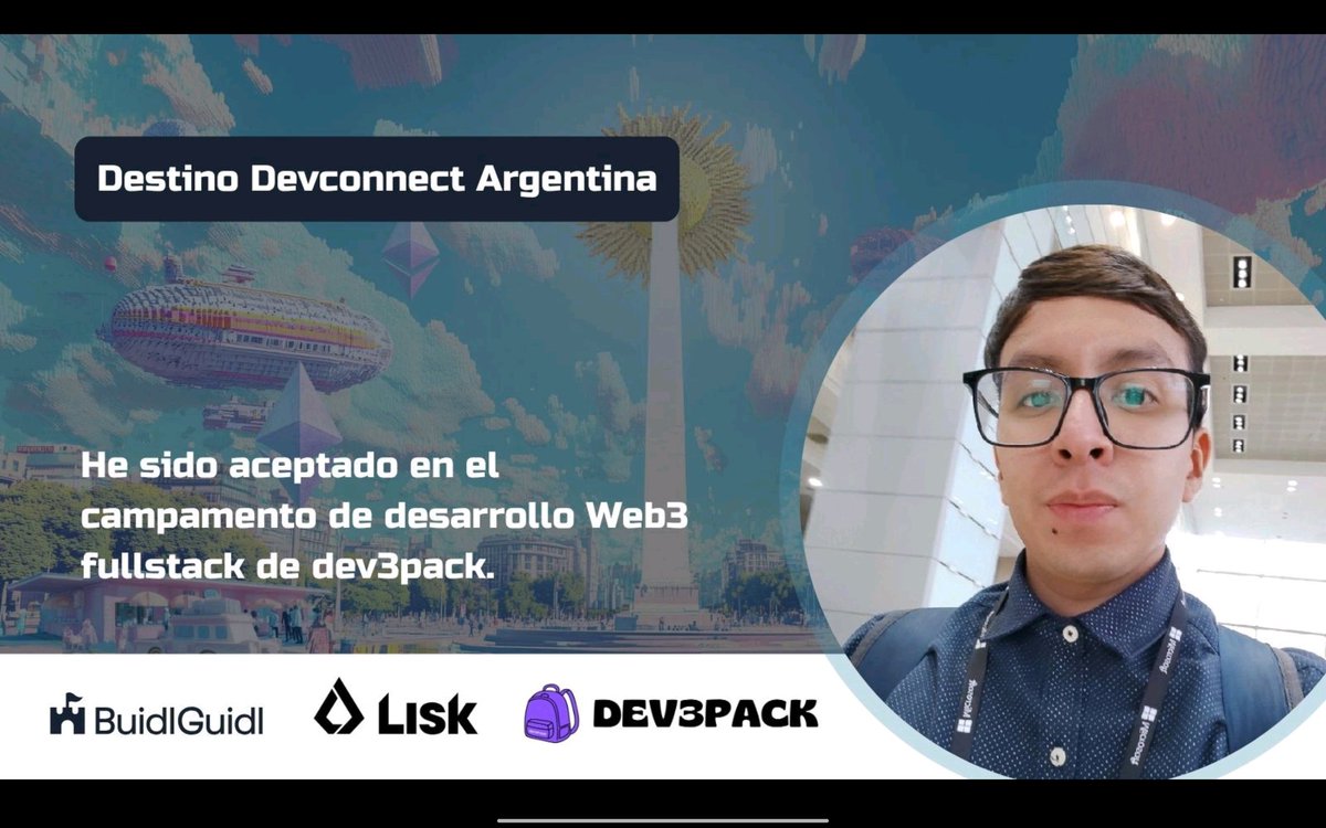 fmayf13's tweet photo. 🚀 ¡Fui preseleccionado como becario de @dev3pack!
Del 4 al 8 de agosto estaré en el bootcamp intensivo de desarrollo Web3 full stack 💻🌐

Listo para aprender, construir y conectar con una comunidad increíble. ¡Vamos con todo! 🛠️✨
#Web3 #dev3pack #BuidlGuild #Lisk #SpeedrunEth https://t.co/8xm2NSnN9R