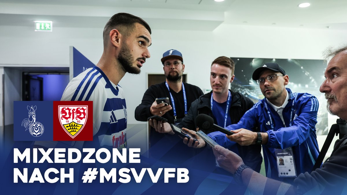 MSVDuisburg's tweet photo. 🎙️ Die Stimmen von Abräumer Rasim #Bulic &amp; Torwart Max #Braune zum MSV-Auftaktsieg gegen Stuttgart gibt's jetzt im #ZebraTV. 

➡️ https://t.co/qHJF6UcTaX

#MSVereint #MSVVFB https://t.co/j9TGEpQvT0