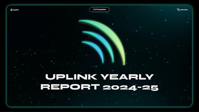 Uplink Yearly Report 2024-25 cover image featuring the Jupiter ecosystem logo
