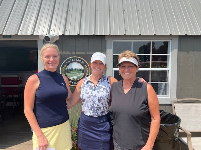 Connie DeWall (right) is the women’s club champion at Valley Brook in Lakefield. Kortney Nesseth finished second and Marsha Haar third.