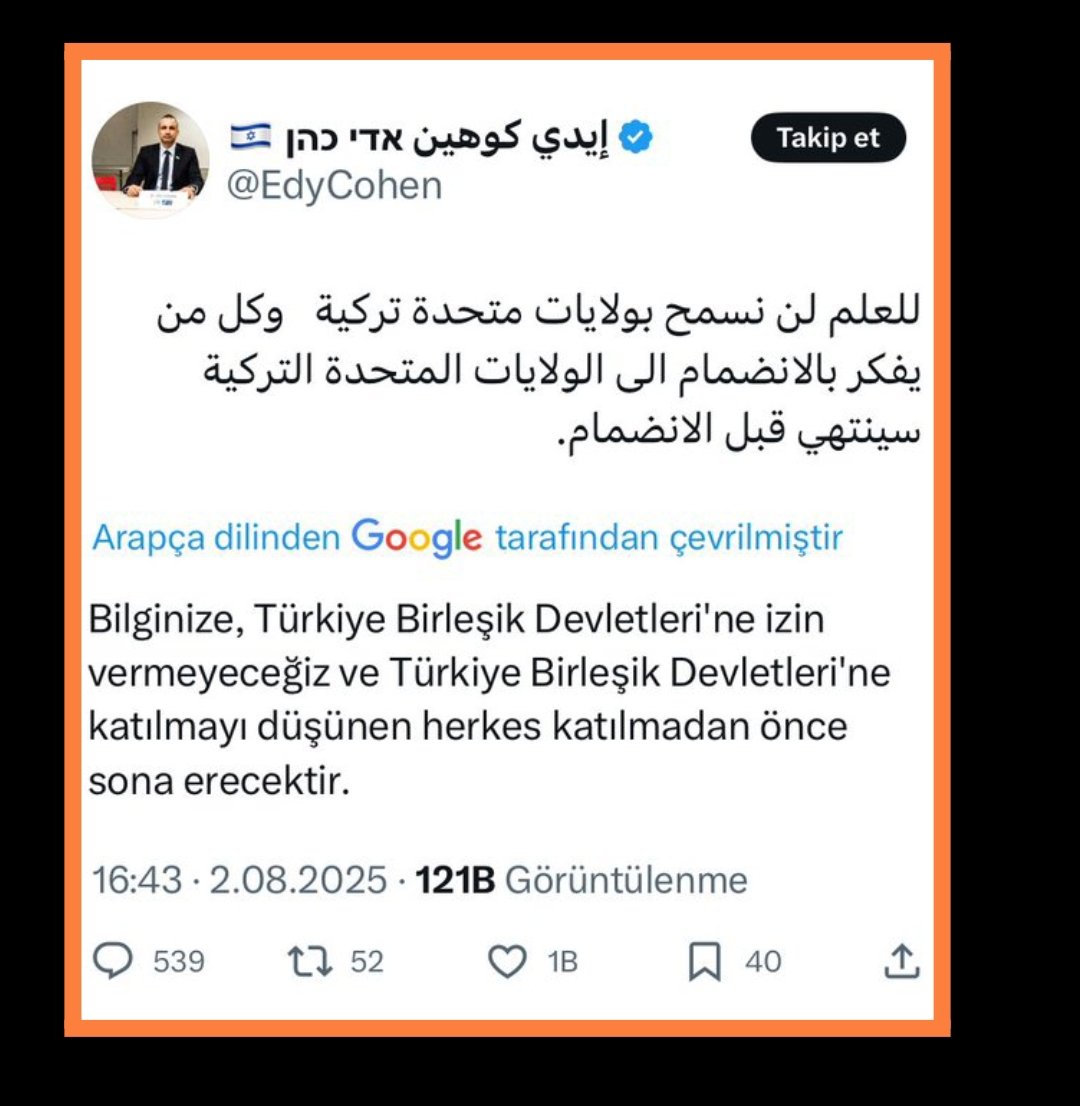 "Arapça yazan Yahudi medya figürü Edy Cohen, 'Türkiye Birleşik Devletleri'ne katılacak' diyerek sizce kimleri tehdit ediyor?"

Uyandılar..

Bu bölgenin sahibi biziz. Yeni gelmiyoruz, geri geliyoruz!
Geliyor gelmekte olan!!!

NeXT Sosyal GİZLİ ARŞİV; sosyal.teknofest.app/@gizliarsiv