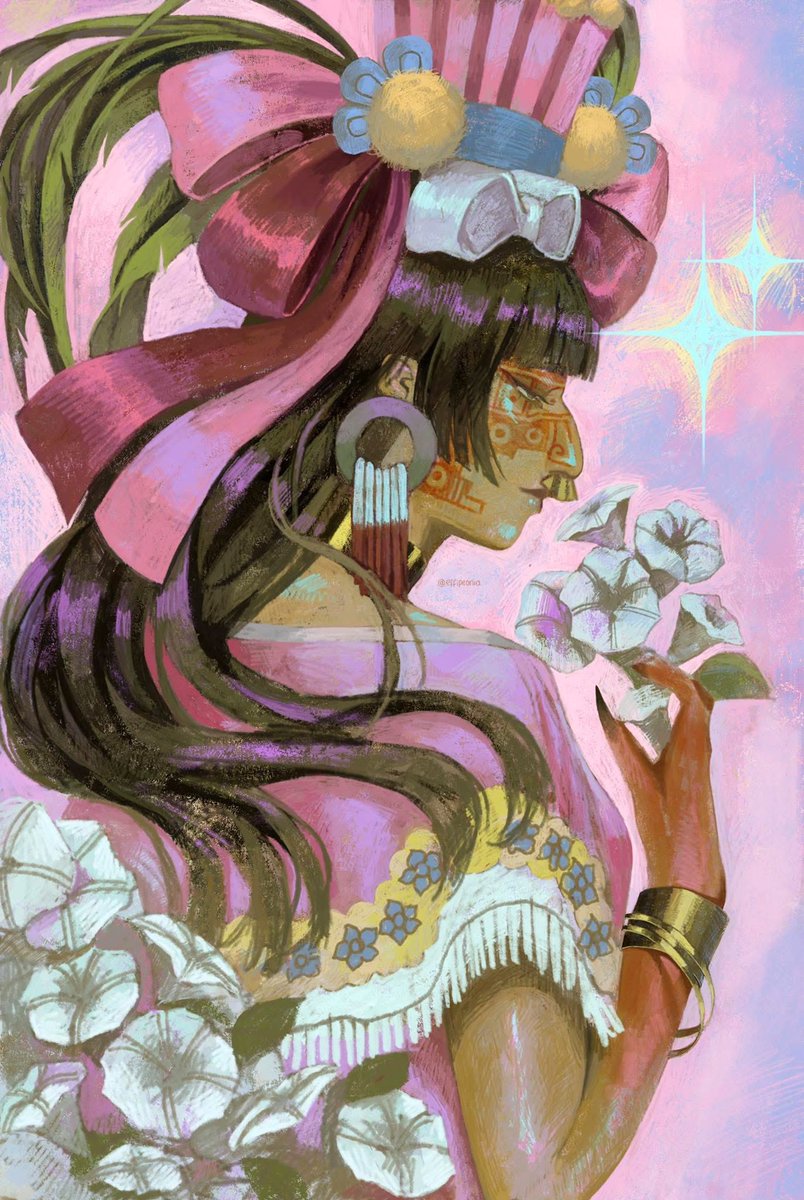 Xochiquetzal, the precious flower, the Mexica goddess of beauty, the arts, weaving, feminine pleasure, among others.

Available on my inprnt