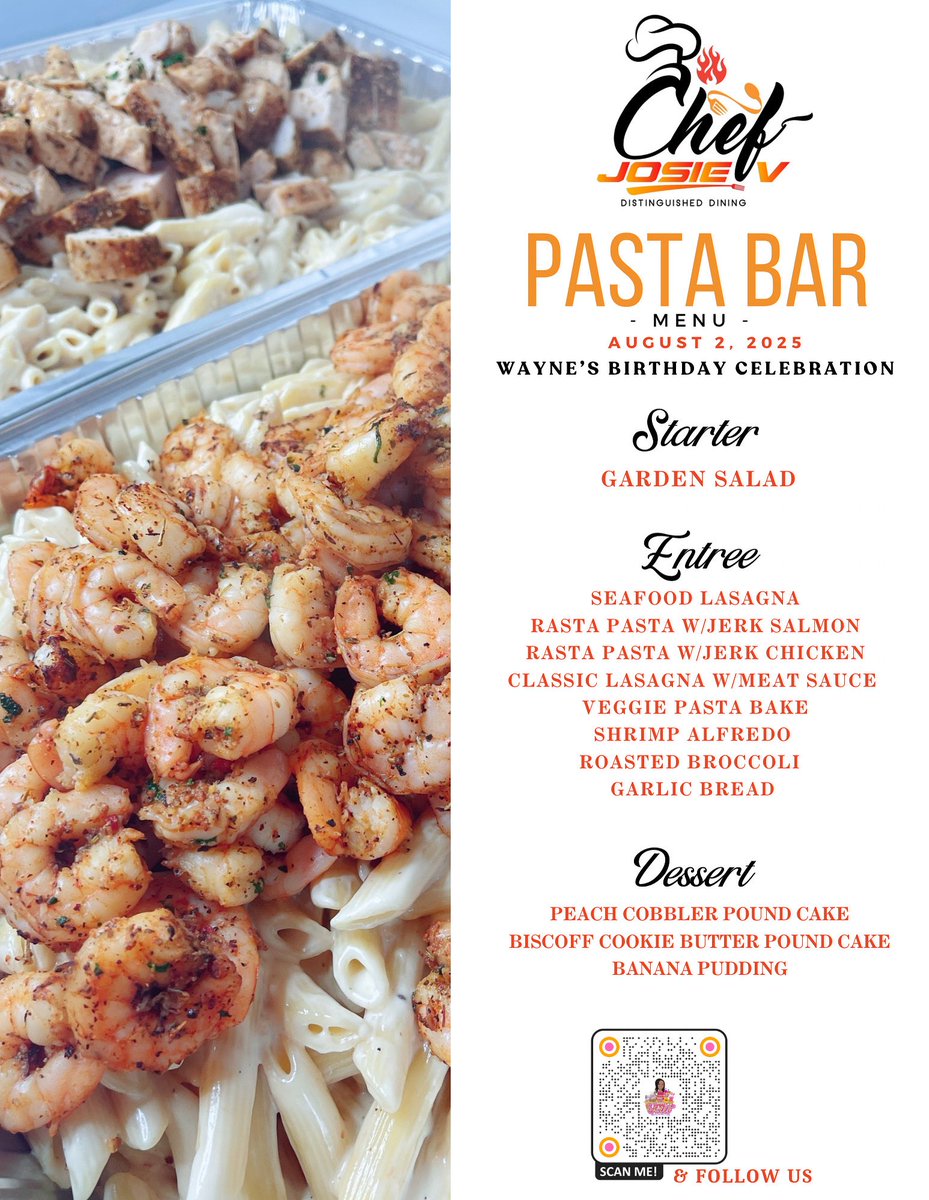 We pulled up and delivered pasta perfection for Wayne’s birthday bash! 🎉🍝
A full pasta bar loaded with flavor, love, and celebration — because birthdays deserve something Sensationally Savory! From creamy Alfredo to bold marinara, guests built their perfect bowls 😋🎂