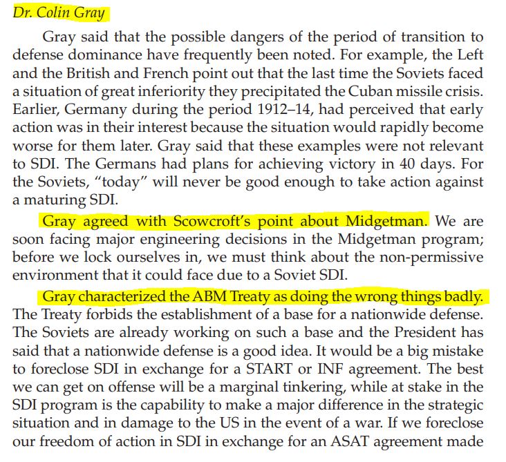 Matt_Costlow's tweet image. Newly declassified batch of Reagan era documents just dropped! (link below) They touch on strategic modernization and SDI.

An interesting time, not totally unlike today. 

Colin Gray of course makes more than one appearance, and it is fantastic.