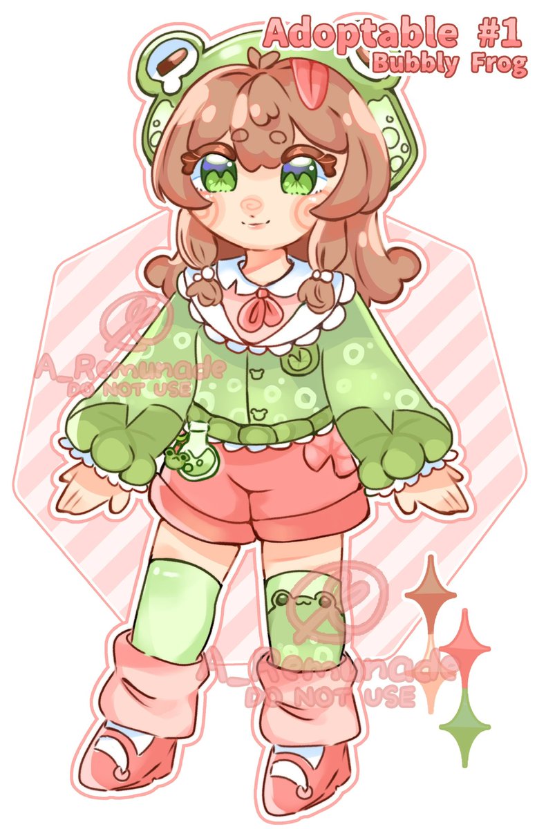 ADOPTABLE - Bubbly Frog 🪷! 
Price: $40 (USD)

Payment: Vgen Shop / PayPal
- If you’re interested in purchasing check out the link given in the comments! 

RTs appreciated!

#adoptable #adoptables #characterdesign #adopt #vtuber #oc #originalcharacter