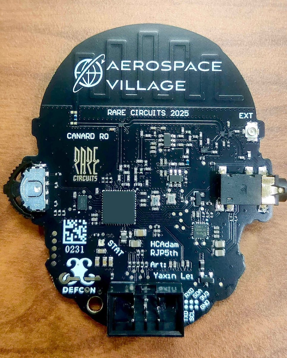 With DEFCON 33 fast approaching, the Rare Circuits team is excited to finally unveil our 2025 SAO in collaboration with <a href="/SecureAerospace/">Aerospace Village</a> Village! 
* Receiving and listening to Air-Band VHF audio
* Jamming out to FM radio, in *stereo*!  
* …and more <a href="/defcon/">DEF CON</a>