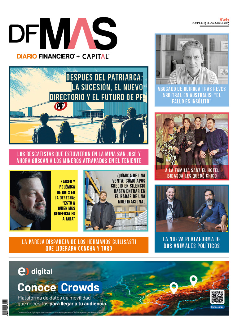 📰En esta edición de DF MAS | El futuro de PF tras la partida del patriarca, entrevista con Johannes Kaiser, cómo la chilena Apus entró en el radar de una multinacional, y el nuevo podcast de Daniel Matamala y Cristóbal Bellolio.

📱Lee eso y más en el papel digital disponible