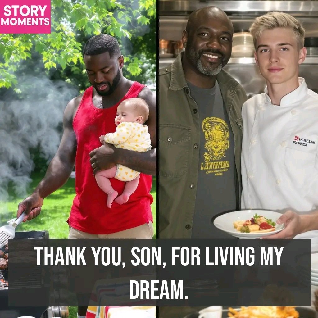 I’m Black. My son is white. But our love is the same color. ❤️ I dreamed of becoming a chef. But life was hard—just work and home cooking. I adopted a little boy—pale and bright like morning light. From day one, he stood beside me at the stove. He grew—so did his love for food. I