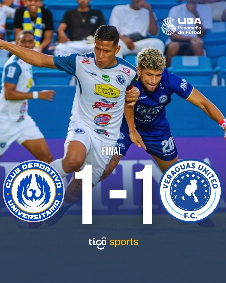 👀🤝🏻 ¡EMPATE AGÓNICO!

<a href="/cdupanama/">Club Deportivo Universitario</a> rescató un punto en los últimos segundos del partido ante <a href="/Veraguas_United/">Veraguas United FC</a> gracias al gol de Randy Rangel al 90+7’. 

🔵 Veraguas jugó con 10 desde el minuto 15 por la expulsión de Javier Góndola y se había adelantado con gol de Wesley Cabrera