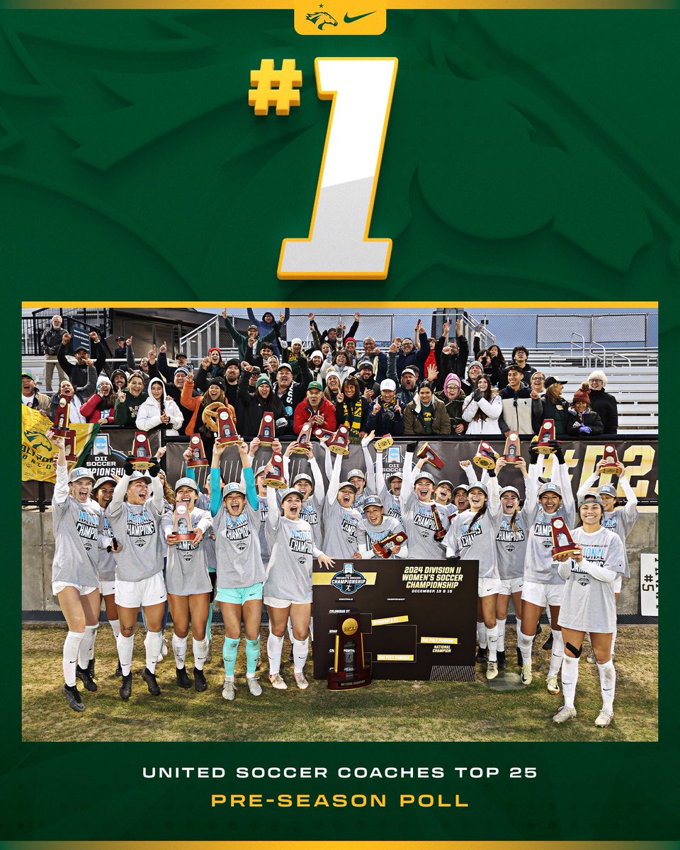 In case you forgot #️⃣1️⃣

Your reigning national champions <a href="/cppwsoccer/">Cal Poly Pomona Women's Soccer</a> check in at No. 1 in the 2025 United Soccer Coaches Preseason Poll!

#WeAreCPP