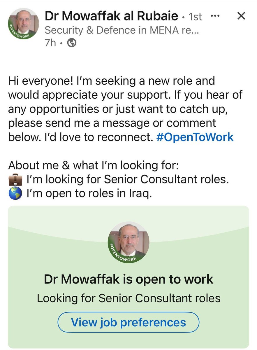 If you’re looking for a security advisor who excels in the art of state absence, crisis recycling, and turning national security files into heavy handed jokes then Dr. Muwaffaq is your ideal candidate.
Please send all job offers to his office, located somewhere between a dark