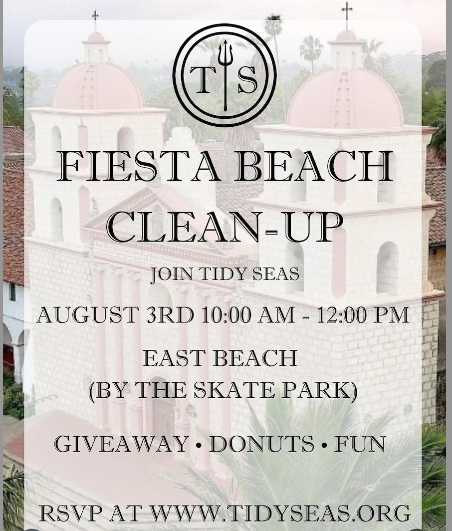 A post Fiesta beach clean-up is badly needed in Santa Barbara.  Tidy Seas welcomes anyone who wants to begin the task, get some exercise and help our coastal environment. Gloves, buckets and pickers are provided.  Sunday 10a.m. East Beach.