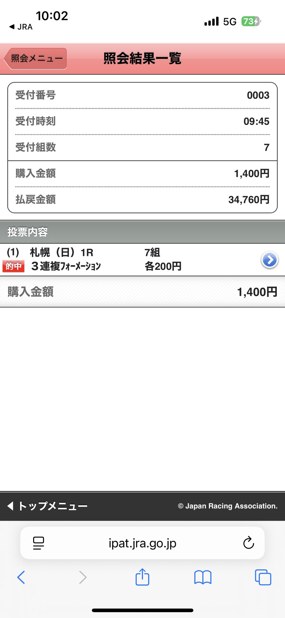 『スティルインラブ』単勝馬券（Ｇ１出走レース６枚セット） スティルインラブ』単勝馬券（G1出走レース6枚セット