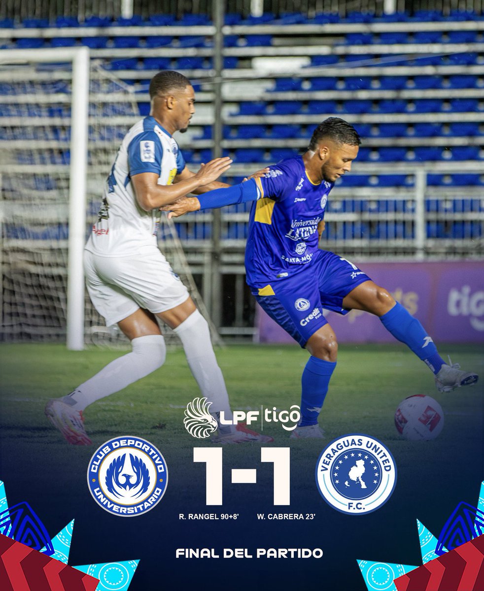 FT CDU 1-1 VER

<a href="/cdupanama/">Club Deportivo Universitario</a> y <a href="/Veraguas_United/">Veraguas United FC</a> mantienen su invicto en tres partidos. 

CDU incrementó su buena racha en casa: 11 PARTIDOS sin perder (en ronda regular). La última derrota en fase regular fue en J14 del Clausura 2024 ante UMECIT.