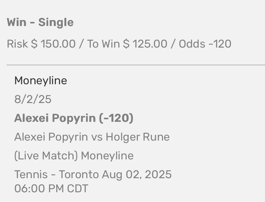 Popy the defending 👑 

✅ 1.5Units Alexei Popyrin 💰 

#GamblingX