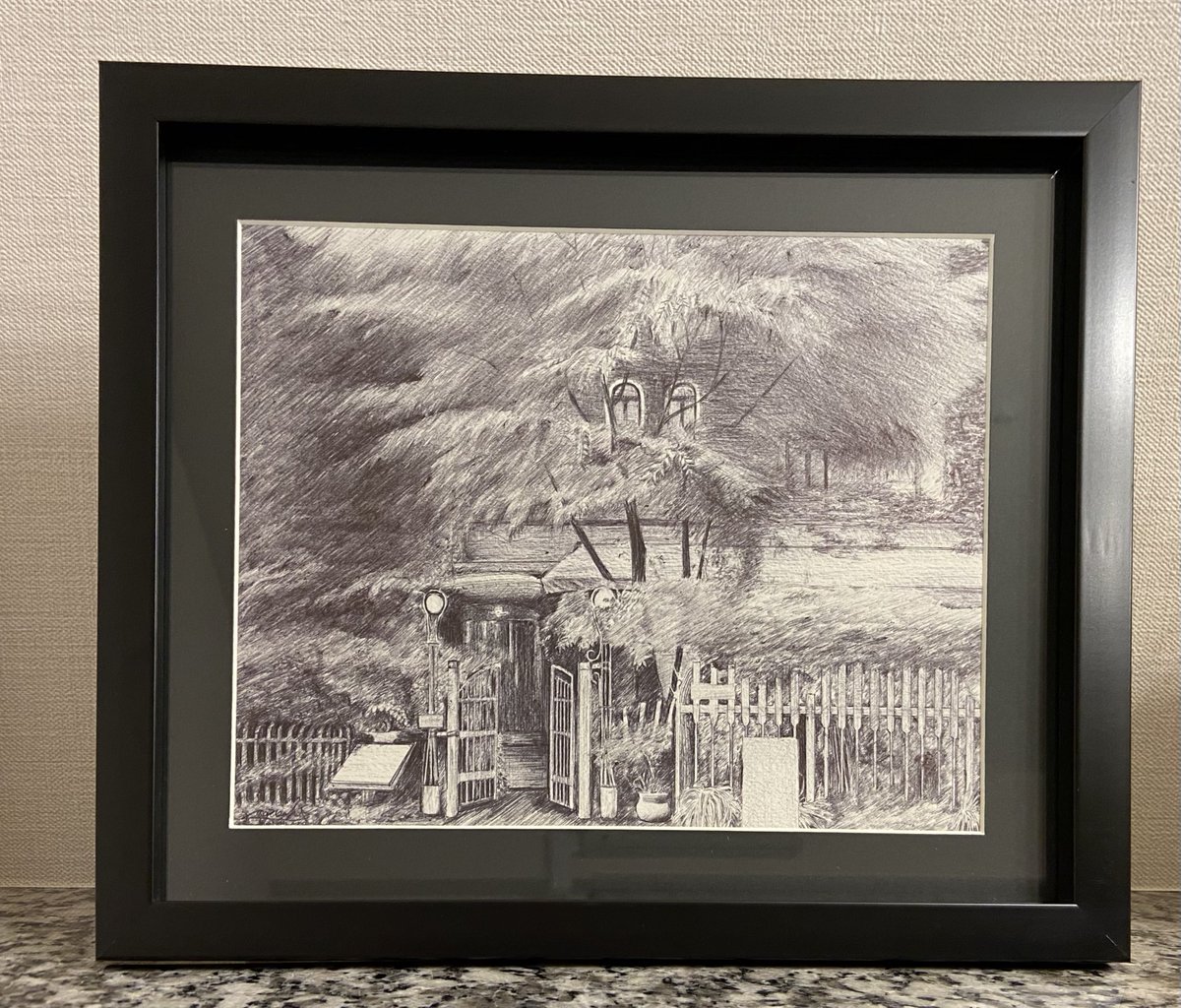 日本画 親子の風景 木製フレーム 約55cm チャンポン𝕏ボールペン風景画 on X: