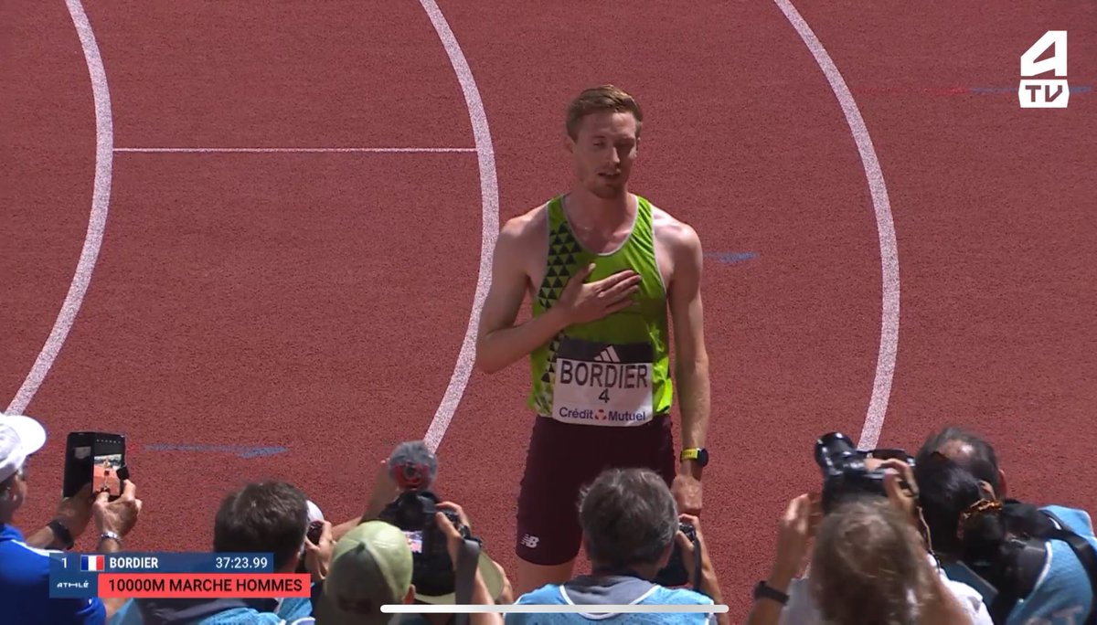 🚨 #CFathle WORLD RECORD !!! 37’’23’’99 !!!!! Le Mayennais Gabriel Bordier vient de battre le record du monde du 10km marche aux championnats de France!!!!