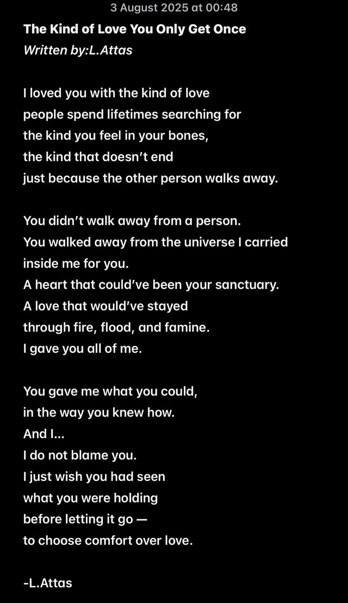 lamya2991's tweet photo. Not everything unspoken is forgotten.
This is for the love that deserved to be remembered.
-L.Attas🍀
#PoemSociety #AuthorLife #writerscommunity #words #love #relationship #Marriage #life #Authors #oman #writerinspiration https://t.co/v4kT8yJRrl