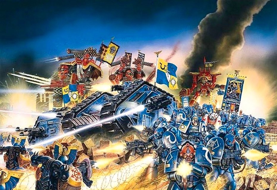 Fantastic artwork of ultramarines looking GOOD. I think the horizontal tactical arrow looks really good. Also, who are those characters? Medics?
.
#oldhammer #art #warhammercommunity #warhammer #warhammer40k #40k