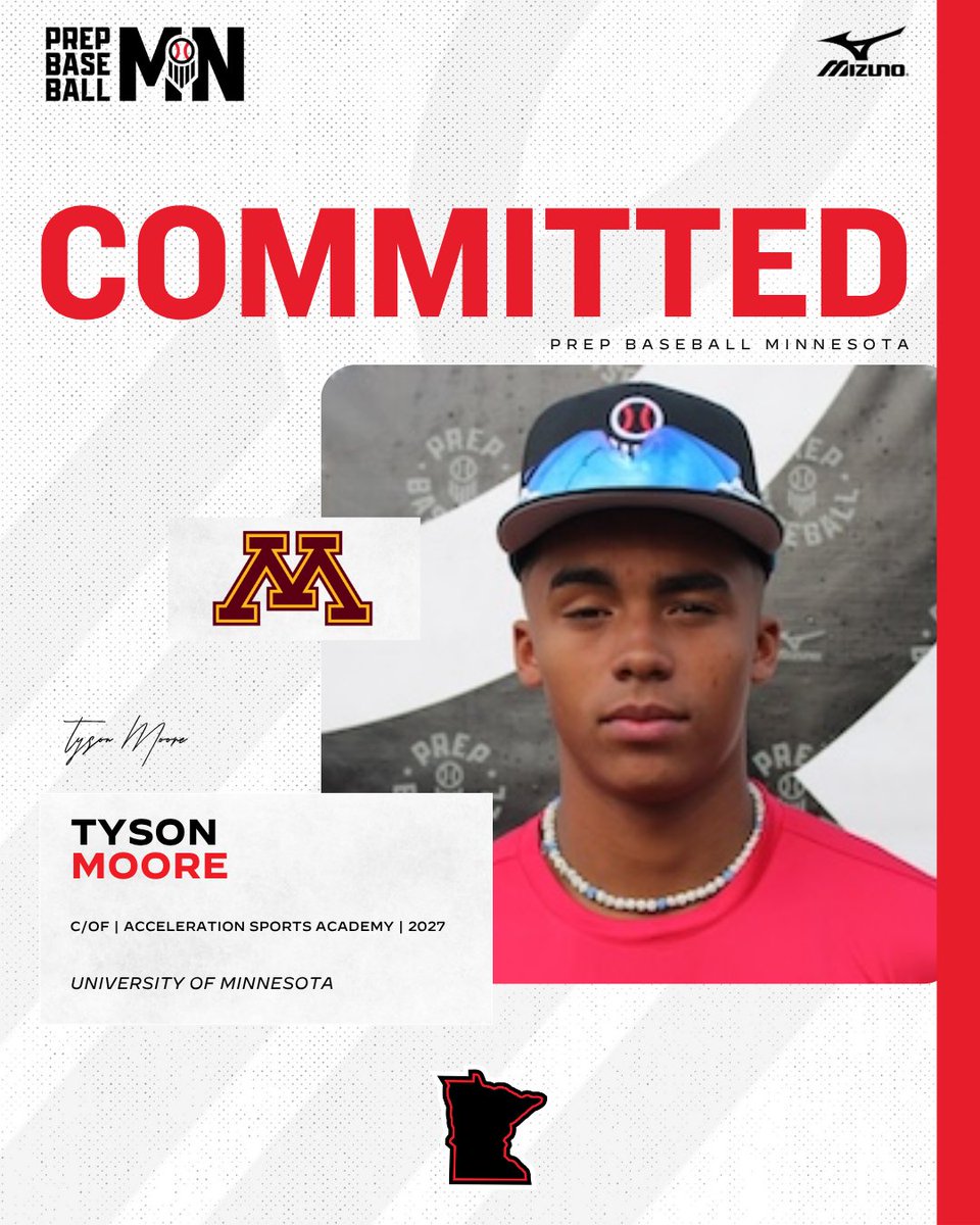 🎓𝐂𝐨𝐦𝐦𝐢𝐭𝐦𝐞𝐧𝐭 𝐖𝐚𝐭𝐜𝐡🎓

Tyson Moore, (2027, C/OF, Acceleration Sports Academy) commits to the University of Minnesota.

No. 2 ranked player in MN 2027 class (🇺🇸: 80)

👤 loom.ly/nZiyhLs

<a href="/tysonmoore1424/">Tyson moore</a> ✖️ <a href="/GopherBaseball/">Minnesota Baseball</a>