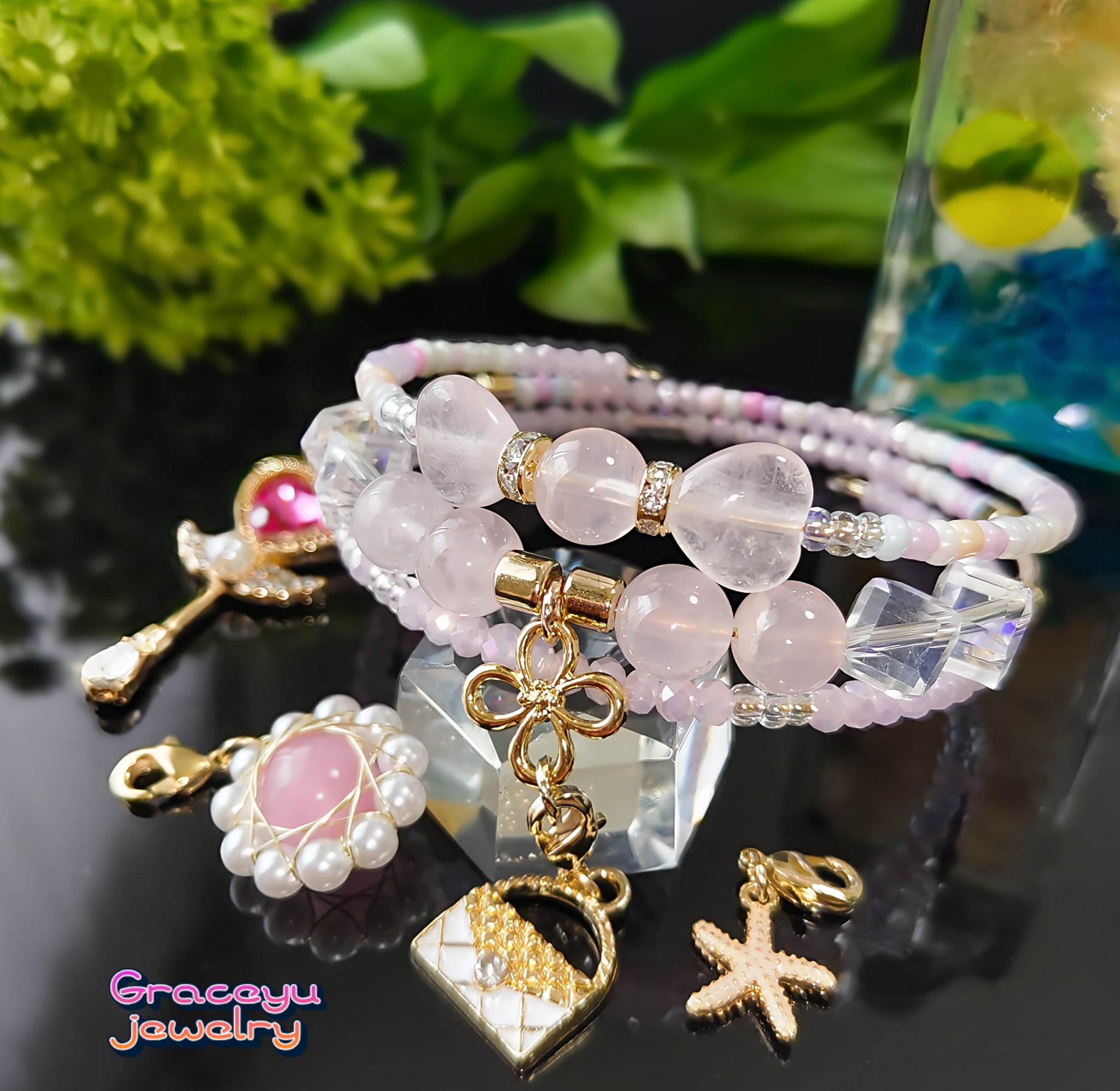 Graceyujewelry🍀 天然石コイルブレスレット✢ ハンドメイド