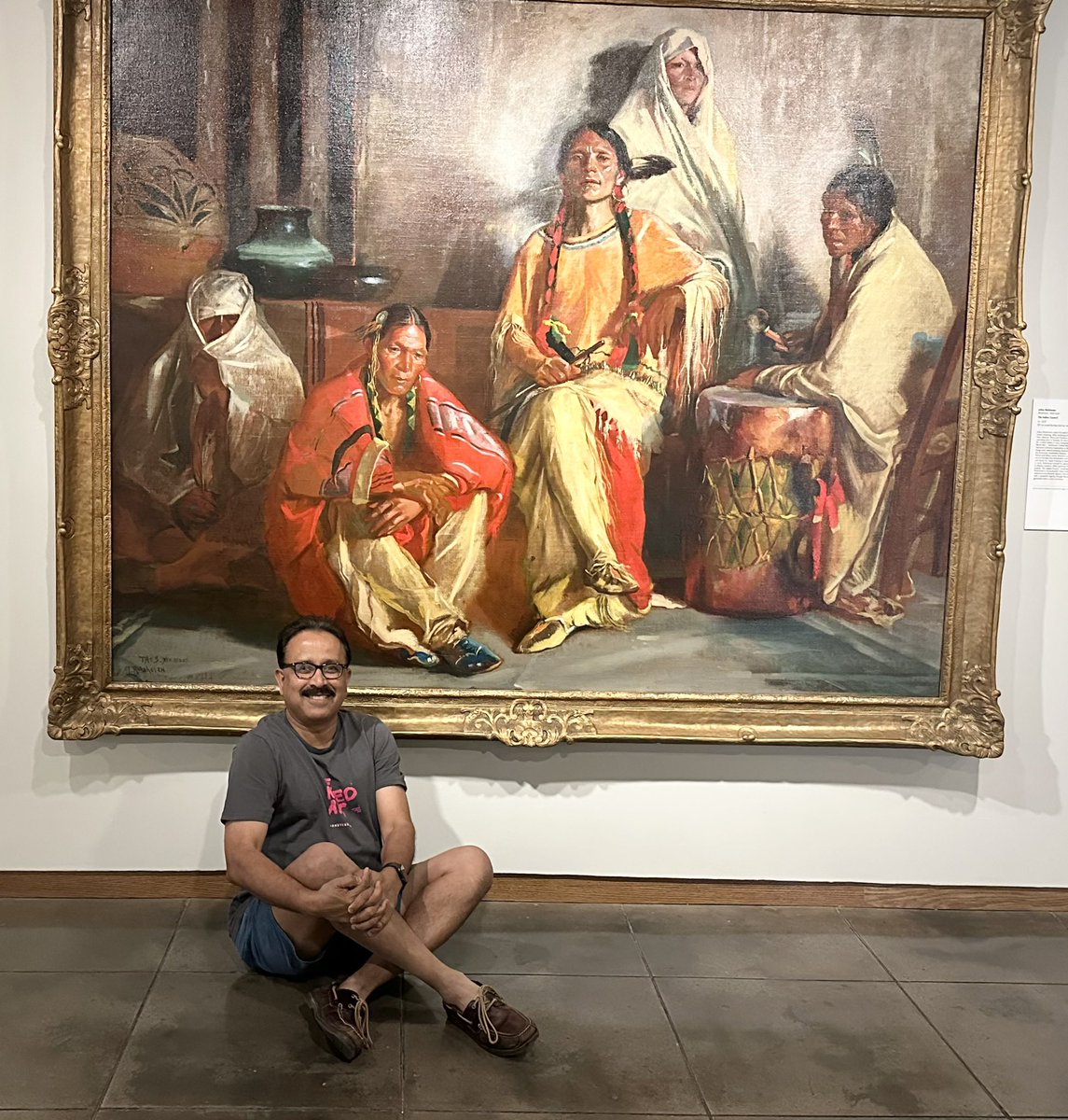 Santa Fe Diaries:

Like the busy schedule of Inter-Society Meetings. Gives time to explore the place in the afternoons.

At New Mexico Museum of Art :

“Indian in front of Indians” (life mimicing art)