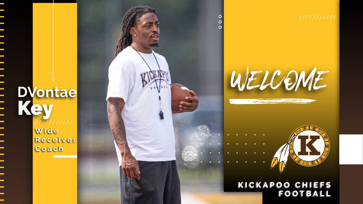 It’s official on all our new hires. 
Please welcome Coach Key to our program! <a href="/Dvontaekey9/">D’Vontae Key</a> grew up in Raytown, MO and played all 4 years right here in Springfield for <a href="/MoStateFootball/">Missouri State Football</a> 
He currently also plays Wide Receiver for the <a href="/OzarksLunkers/">The Ozarks Lunkers</a>