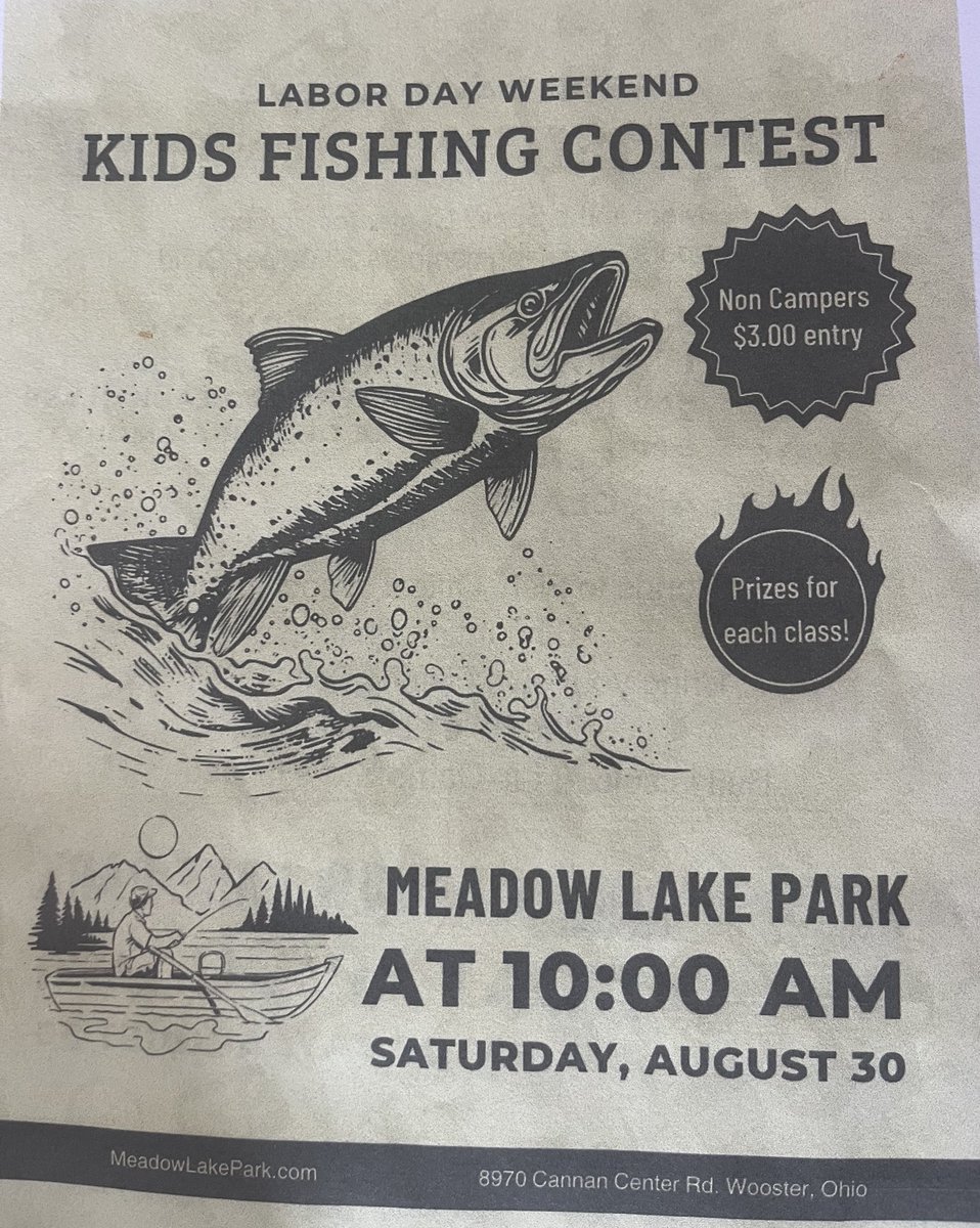 NorwayneFB's tweet image. Meadow Lake Park is hosting a kids fishing contest, open to any children aged 4-18. Prizes will be awarded for the winning participants!