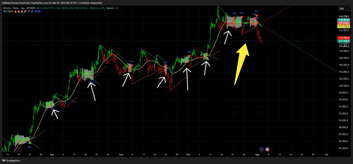 #Bitcoin  Düşüşünü böyle günler önceden sundu bize  

 BİG BANG  indikatörünün  etkisi de derin oluyor 
Algoritma,  kriterler ve  kombinasyon yapmak için işin temelinde çok iyi bir teknik analiz bilgisi gerekir ondan sonrası  finans programcılığıdır.