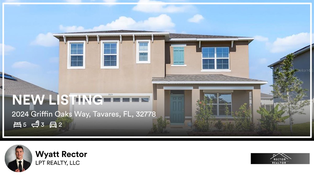 Wyatt Rector (@wyattrector) on Twitter photo NEW LISTING‼️🏡✨
POV: You just found the one 💍 (but it’s a dream home, not a soulmate 😉)
📍 2024 Griffin Oaks Way, Tavares, FL
This stunning 5 bed | 3 bath home is move-in ready and full of space, style, and smart-home features.
rma.reviews/vaa4mon9dm9q
NAR 260506922 NEW LISTING‼️🏡✨
POV: You just found the one 💍 (but it’s a dream home, not a soulmate 😉)
📍 2024 Griffin Oaks Way, Tavares, FL
This stunning 5 bed | 3 bath home is move-in ready and full of space, style, and smart-home features.
rma.reviews/vaa4mon9dm9q
NAR 260506922
