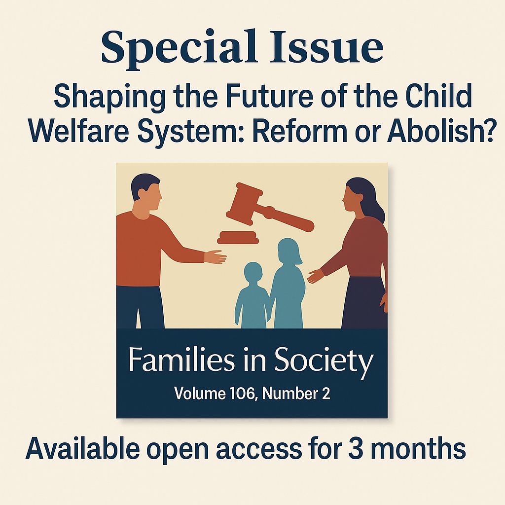 Families in Society (@fisonline) on Twitter photo Families in Society presents a new special issue: Reform or Abolish the Child Welfare System?
Starts with <a href="/AlanDettlaff/">Alan Dettlaff</a> & Dr. Jessica Pryce in a powerful point–counterpoint.
📚 Open access for 3 months!
Read Now🔗 journals.sagepub.com/toc/FIS/current
#FISJournal #ChildWelfare #socialwork Families in Society presents a new special issue: Reform or Abolish the Child Welfare System?
Starts with <a href="/AlanDettlaff/">Alan Dettlaff</a> & Dr. Jessica Pryce in a powerful point–counterpoint.
📚 Open access for 3 months!
Read Now🔗 journals.sagepub.com/toc/FIS/current
#FISJournal #ChildWelfare #socialwork