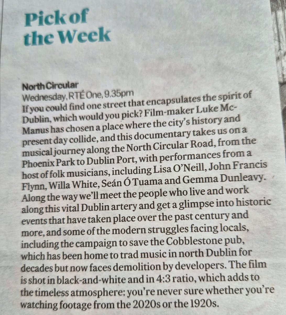 North Circular comes to the small screen this week on <a href="/RTEOne/">RTÉ One</a> at 935pm on Wednesday August 6th and thanks to <a href="/IrishTimes/">The Irish Times</a> <a href="/IrishTimesCultr/">Irish Times Culture</a>  for the Pick of the Week. Available then on catchup and <a href="/RTEplayer/">RTÉ Player</a> #northcircular <a href="/lukemcmanus/">Luke McManus</a>