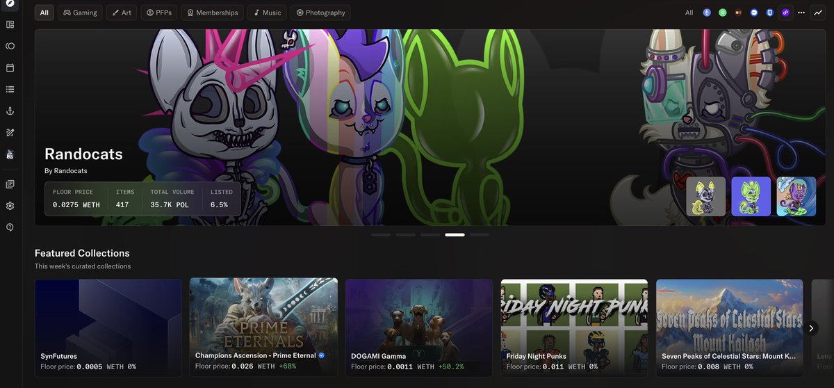 Gn🌙

But before sleeping I just wanted to share that <a href="/Randocatss/">Randocats</a> is freaking trending!

Thank you <a href="/opensea/">OpenSea</a> for putting us in the Polygon featured collections💜🫶🏻

So COOL &amp; PAWSOME😭😭😭

Thanks to all who have supported us✨

Great surprise opening the laptop and seeing the