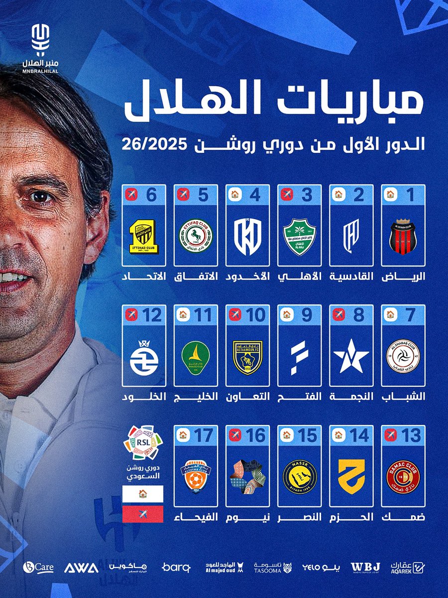 🚨🚨🚨🚨🚨🚨🚨🚨🚨 رسميًا: 

مباريات الهلال في دوري روشن لموسم 2026/25.