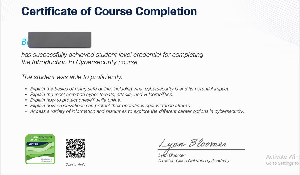 Bismark👻 (@_makonii) on Twitter photo I’m excited to share that I’ve just completed the <a href="/CiscoNetAcad/">Networking Academy</a> introduction to Cybersecurity course!
This marks the beginning of my journey into the world of cybersecurity a field that’s more important than ever in protecting our digital world. I’m excited to share that I’ve just completed the <a href="/CiscoNetAcad/">Networking Academy</a> introduction to Cybersecurity course!
This marks the beginning of my journey into the world of cybersecurity a field that’s more important than ever in protecting our digital world.