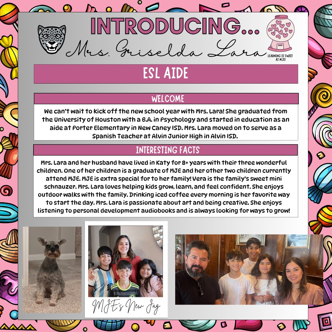 Please join us in welcoming Mrs. Griselda Lara to the MJE family! 🐾 Stay tuned to get to know our newest Jags! #mjejags #meetMJE
