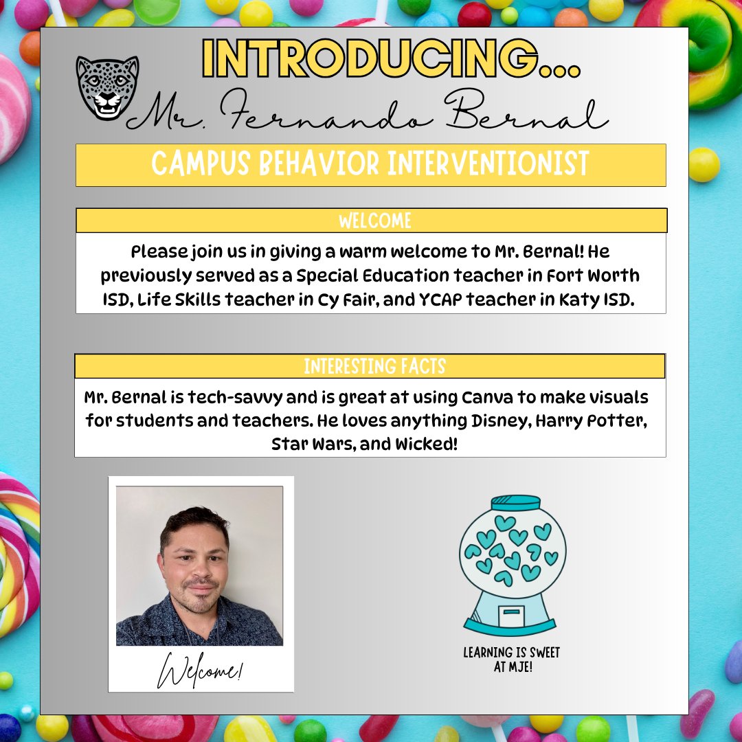 Please join us in welcoming Mr. Fernando Bernal to the MJE family! 🐾 Stay tuned to get to know our newest Jags! #mjejags #meetMJE