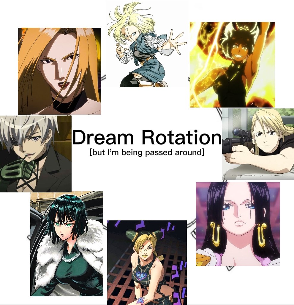 JackXYZ628229's tweet photo. This Is Just My Dream Rotation😏 #anime #DBZ #BLEACH #FullmetalAlchemist #ONEPIECE #JJBA #OnePunchMan #akamegakill #DevilMayCry #dreamrotation https://t.co/RXCxReUy1f