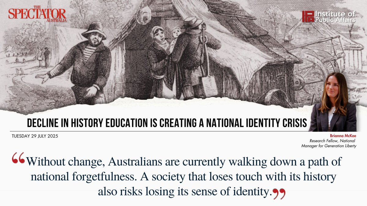 Institute of Public Affairs (@theipa) on Twitter photo The study of history in Australia is in freefall.
With history courses in Australia becoming increasingly preoccupied with postmodern theory, is it any wonder students are turning away.
Brianna McKee in The <a href="/SpectatorOz/">The Spectator Australia</a>: bit.ly/4fkzBbF The study of history in Australia is in freefall.
With history courses in Australia becoming increasingly preoccupied with postmodern theory, is it any wonder students are turning away.
Brianna McKee in The <a href="/SpectatorOz/">The Spectator Australia</a>: bit.ly/4fkzBbF